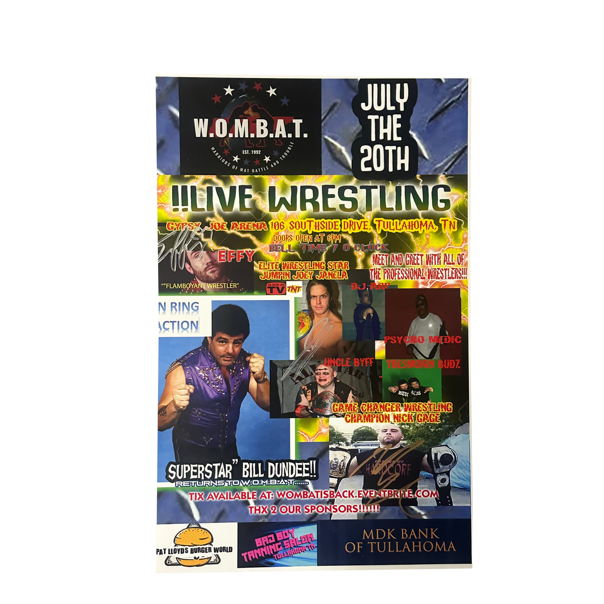 WOMBAT Signed Event Poster Game Changer Wrestling wombat-signed-event-poster-game-changer-wrestling