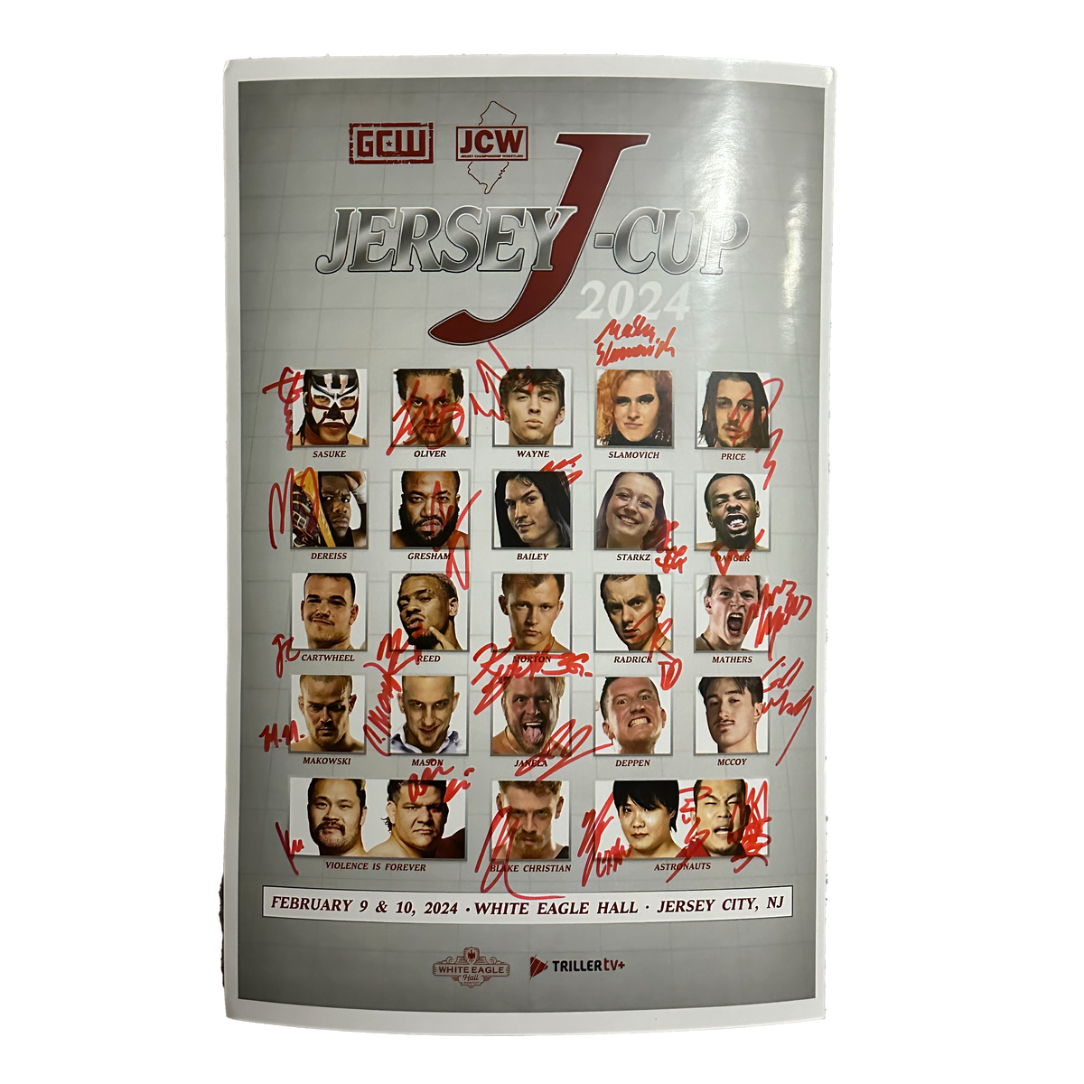 JCW Jersey J Cup 2024 Signed Event Poster Game Changer Wrestling