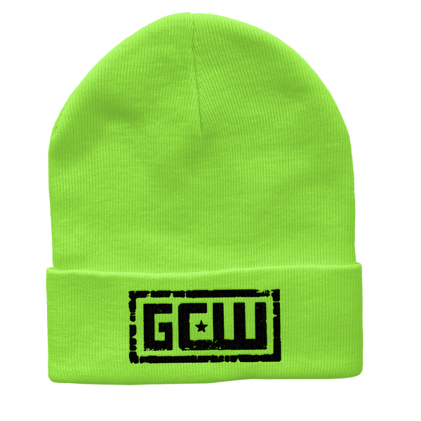 Safety Green / Black Logo Beanie