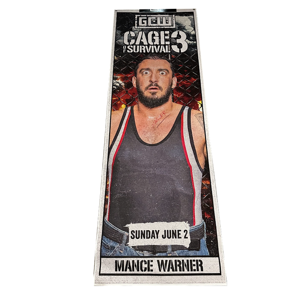 Cage of Survival 3 Mance Warner Signed Ringside Banner