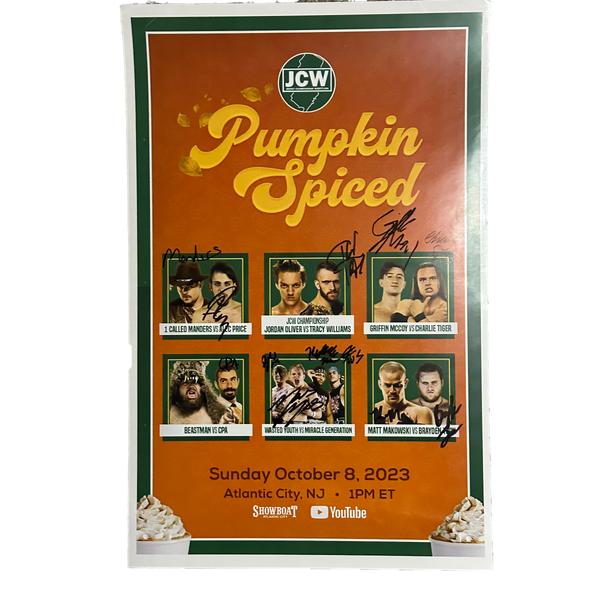 JCW Pumpkin Spiced Signed Event Poster Game Changer Wrestling jcw-pumpkin-spiced-signed-event-poster-game-changer-wrestling