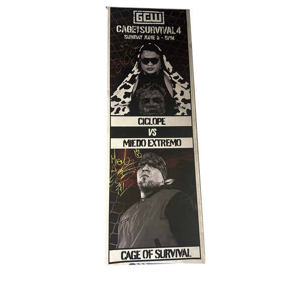 Cage of Survival 4 Miedo Extremo/Ciclope SIgned Banner