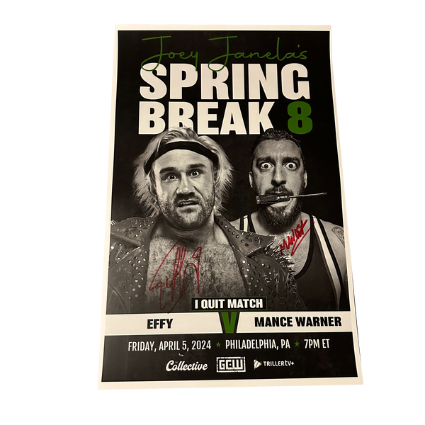 Joey Janela's Spring Break 8 Effy/Mance Signed Match Poster