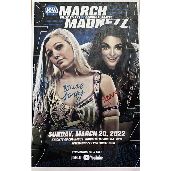 JCW March Madnezz Starkz vs. Purrazzo Signed Match Poster
