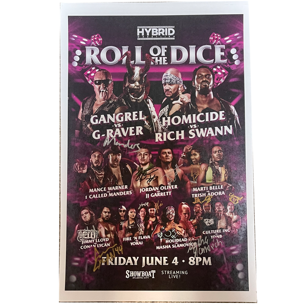 Hybrid Wrestling Roll of the Dice Signed Event Poster